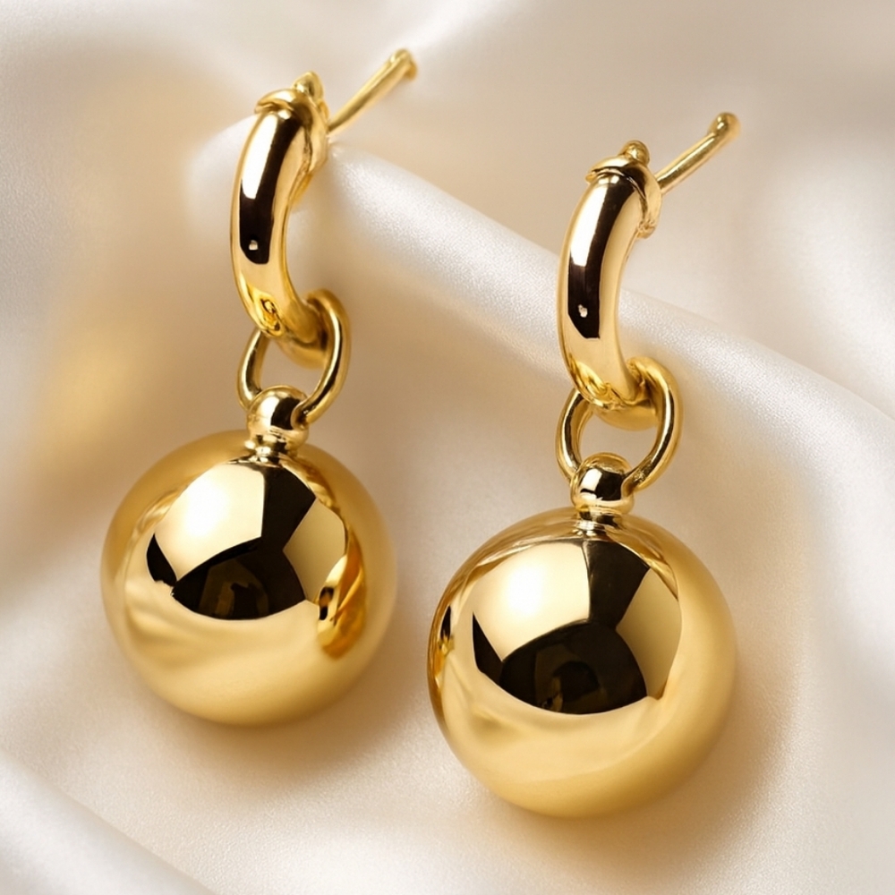 Polished Gold-Tone Teardrop Beaded Earrings w/ Post for a Fashionable Look Women